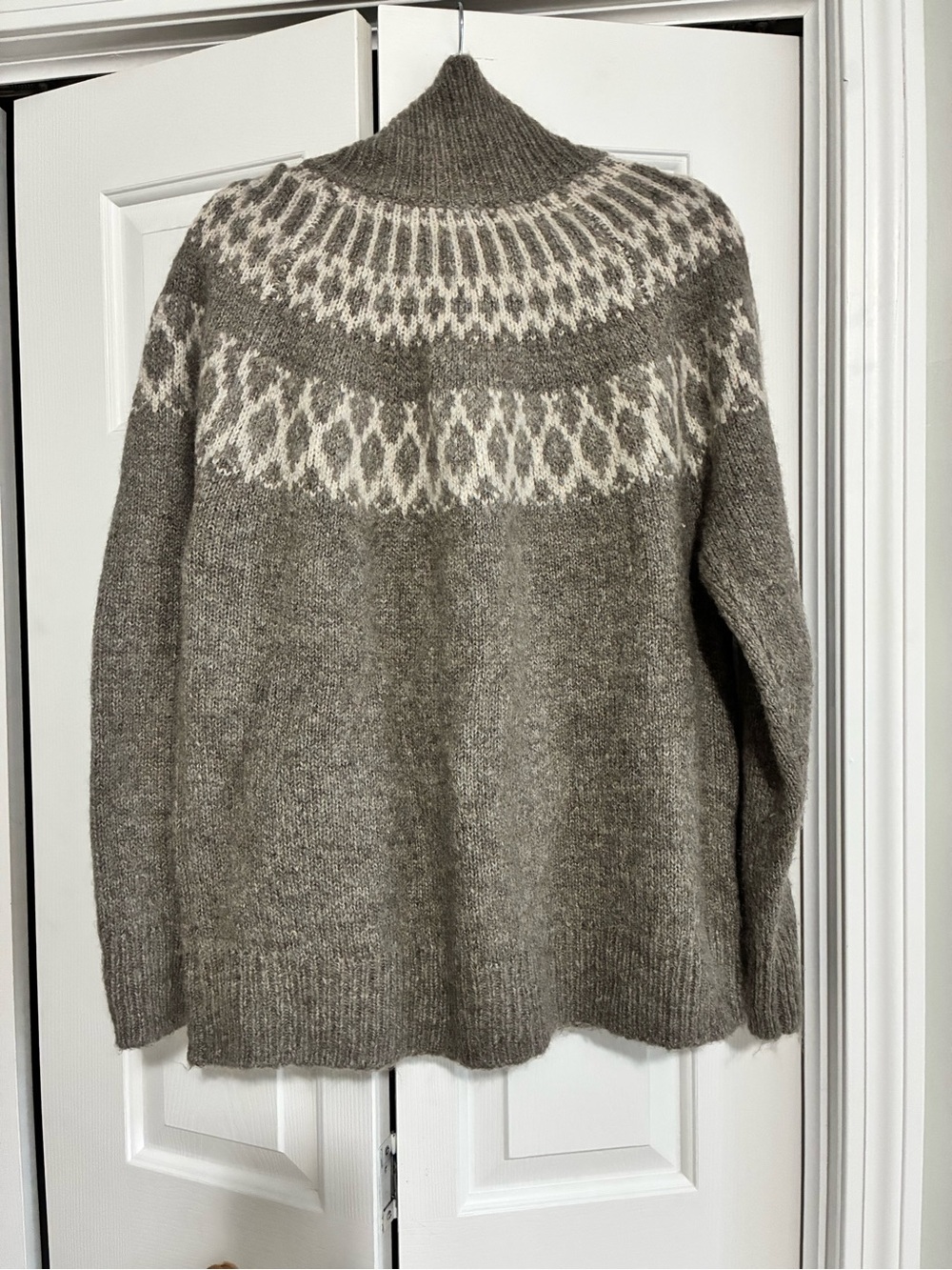 Alex Mill Taupe & Cream Fair Isle Turtleneck Sweater
